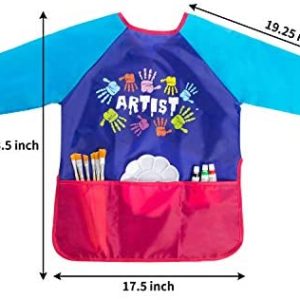 22-pcs Painting Supplies for kids includes 2-Pcs Waterproof Artist Painting Aprons Long Sleeve with 3 Pockets 12 paint brushes 6 paint colors and 2 palettes Arts & Crafts for Toddlers and Kids 