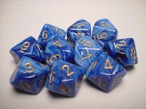 Chessex Dice d10 Sets Gemini Blue Teal with Gold Ten Sided Die CHX 26259 