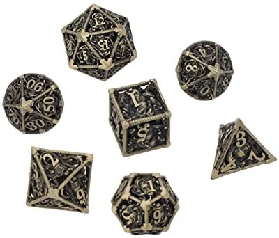 UDIXI Metal Dice Set Medusa Bloodstained Metal D&D Dice Hollow Medusa for Role Playing Games,Polyhedral DND Dice Set for Dungeons and Dragons MTG Pathfinder,RPG Dice Table Games for Party 