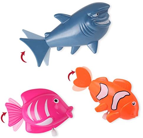 Liberty Imports Set of 6 Wind Up Sea Animal Water Toys for Bath Includes Duck, Fish, Shark, Frog, Gator 