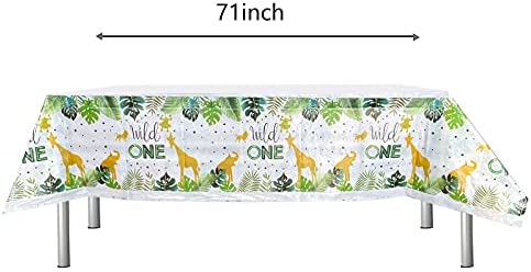 Wild One Party Table Cover 71in x 42in 2 Pcs Wild One Tablecloth Jungle Animal Wild One Birthday Party Supplies Decorations for Boy 