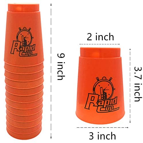 Red Quick Stacks Cups 12 Pack of Sports Stacking Cups Speed Training Game Challenge Competition Party Toy with Carry Bag 