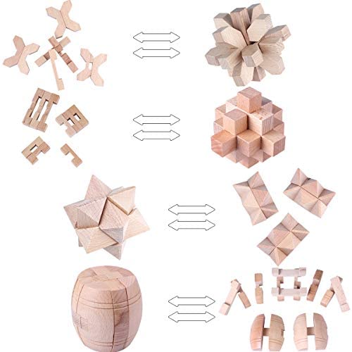 IQ Mind 3D Cube Brain Teaser Assorted Metal and Wooden Puzzle Toys and... 