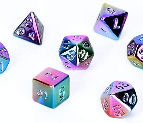Blue&Purple FLASHOWL DND Dice Set Polyhedral Dice for Dungeons and Dragons Table Games Dice Set of 7 Pieces Role Playing Dice Translucent 