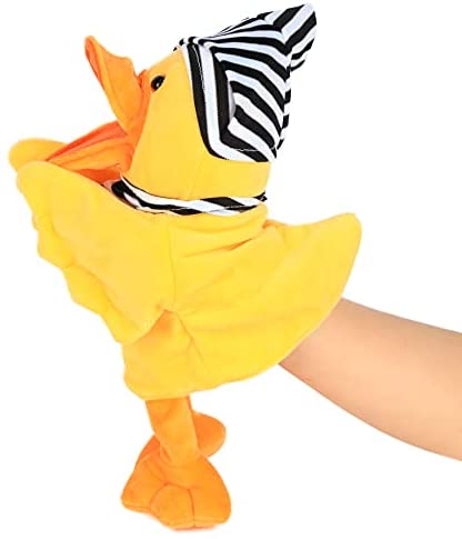 Cuteoy Plush Duck Hand Puppet Farm Animals Stuffed Toy Open Movable Mouth for Creative for Imaginative Play Storytelling Teaching Preschool Role-Play Game Yellow 13’’ 
