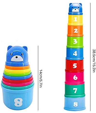 Stacking Cups Early Educational Toddlers Toy Bathtub Toys with Numbers  Animals 