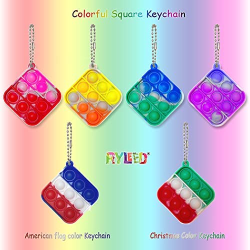 RYLEED 18 Pcs Mini Fidget Toy Push Pop Keychain it Toy Used for Various Festival Decorations Squeeze Sensory Toys 