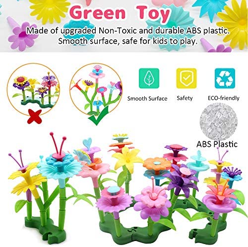 Byserten Gifts for 3-6 Year Old Girls Flower Garden Building Set 98 PCS Arts and 