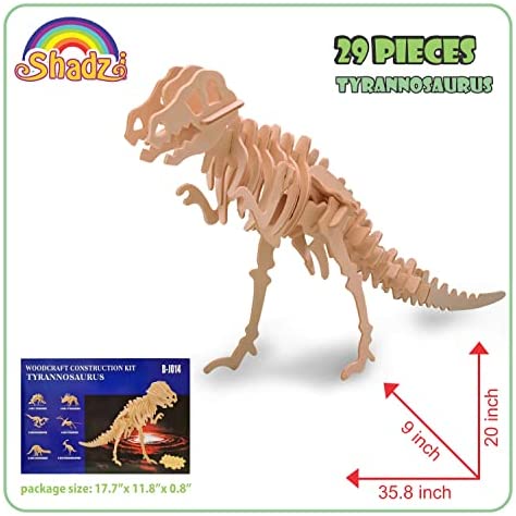 Tyrannosaurus T-Rex Dinosaur 3D Wooden Model Kit Jurassic Jigsaw Puzzle 