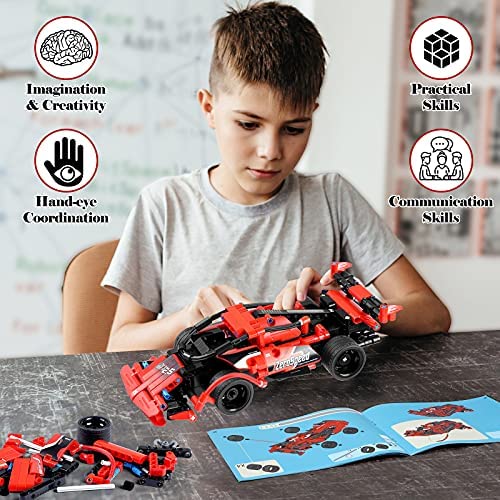STEM Building Toys for Kids 2-in-1 Technic Remote Control Car Building Sets RC Race Cars Building Bricks Engineering Kits Gifts for 6 7 8 9 10 11 12 Year Old Boys Girls 