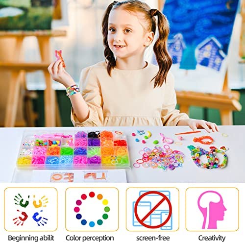 Friendship Bracelets Maker kit for Girls Birthday Gifts Rubber Bands Refill Loom Set Rubber Band Bracelet Kit Loom Bracelet Making Kit for Kids Crafts for Girls Jewelry Making 