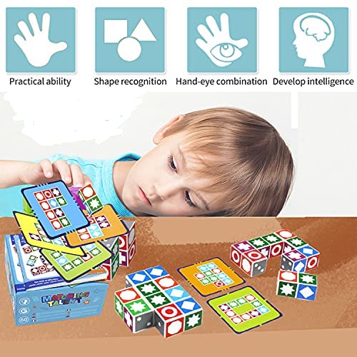 Wooden Matching Game Puzzle Games, Match Puzzles Building Cubes Toy Board  Games for Family Night, Educational Toys Brain Teaser Memory Game for Kids