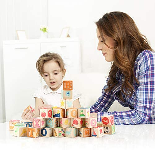 ABC Wooden Blocks for Toddlers 26 Wood Alphabet Blocks Montessori Learning 