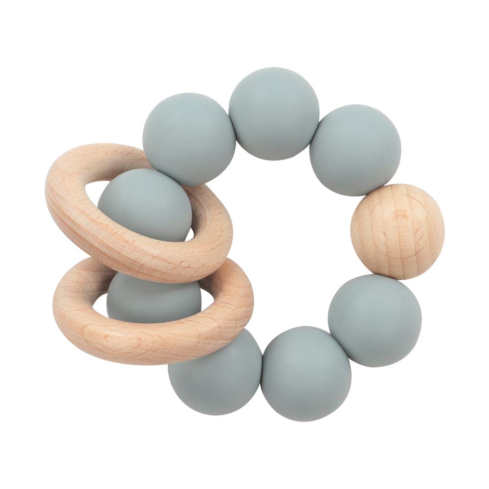 Infant Baby Teether Bracelets Silicone Wood Beads Teething Toy BPA Free Safe UK 