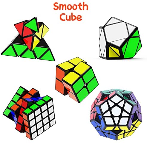 Vdealen Speed Cube Set, 7 Pack Puzzle Cube Bundle Fidget Ball 2x2 3x3 4x4  Pyramid Dodecahedron Rainbow Snake Magic Cube, Smooth Cube Game Toys Gift