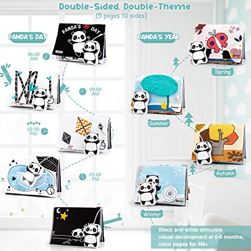 Soft Double-Sided Cloth Black and White Baby Books Teethers Educational Interactive Tummy Time Toys Gifts for Newborn Infant YPeng High Contrast Baby Toys 