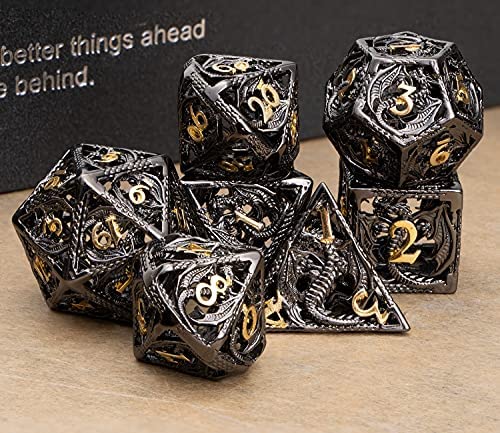 Rainbow colors CHENGSHUO 7 PCS DND Metal Dice Set for Role Playing Game Dungeons and Dragons.Polyhedral Solid Enamel Zinc AlloyStarter RPG Dice Set MTG D20