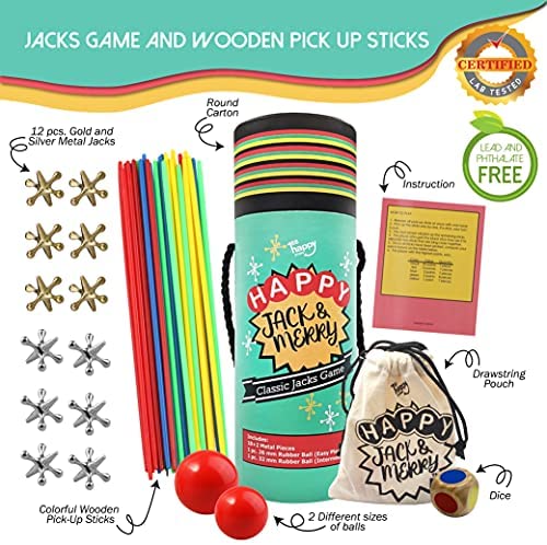 Jacks Game For Ages 3 and up Double Jax Classic Toy with Two Balls Jacks Game 