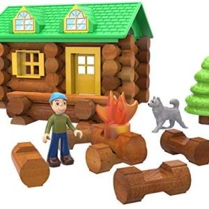 Ages 3+ Best Retro Building Gift Set for Boys/Girls-Creative Construction Engineering-Top Blocks Game Kit LINCOLN LOGS-On The Trail Building Set-59 Pieces-Real Wood Logs Preschool Education Toy