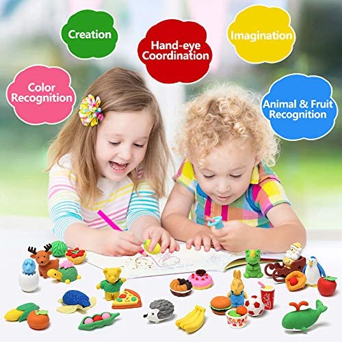 Food Erasers Pack of 4, Pencil Erasers for Kids Pull Apart 3D Mini Erasers  Assorted Food Cake Dessert Puzzle Erasers for Birthday Party Supplies  Favors, School Classroom Rewards and Novelty Toys