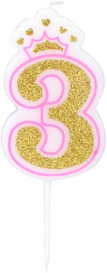 4" Pink Sparkle Number 8 Candle Birthday Cake Party Celebration 