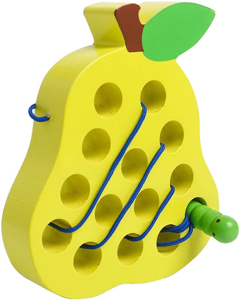 Wooden Learning Early Development Baby Toy Lacing Threading Fruits Toys S 