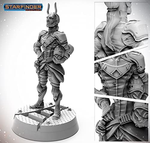 Starfinder Unpainted Miniatures 32mm Unpainted Plastic Miniatures by Archan Studio Vesk Soldier Obozaya for Kids and Adults Ages 14+ 