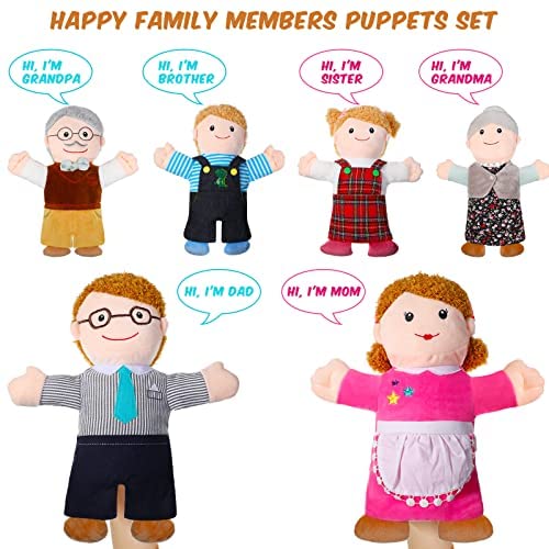 Set of 6 FAMILY MEMBER Soft Finger Puppet Toy Kids Role Play Game Favor 