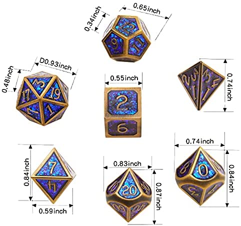 Ancient Nickel HAOMEJA Metal DND Dice Set 7pcs D&D Dice for Dungeons and Dragons Pathfinder RPG Gameplay Dice 