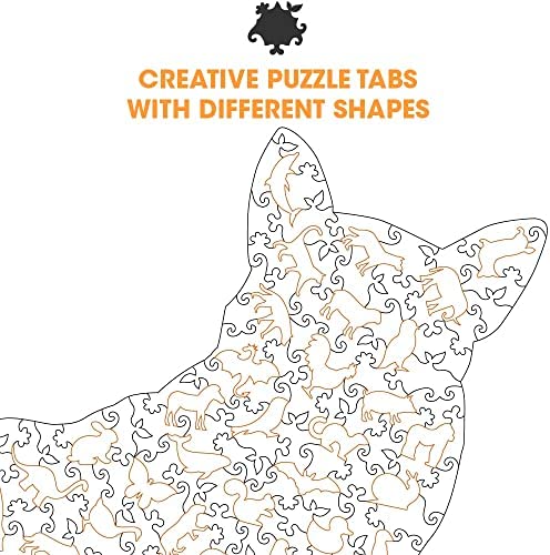 Corgi Dog Wooden Jigsaw Puzzle 157 Pieces, 14.4 x 17.4 in (37 x 44 cm) with  Unique Shapes for Adults by WoodGalaxy