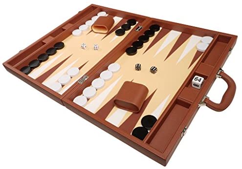 Desert Brown Board 19-inch Premium Backgammon Set Large Size 