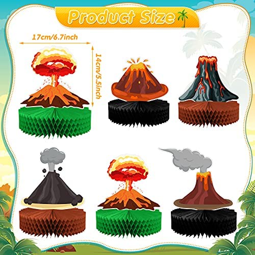 Tiki Party Supplies 6 Pieces Volcano Centerpieces Volcano Party Favor Decoration Dinosaur Party Decorations Hawaiian Party Lava Table Setting Fire Party Supplies Luau
