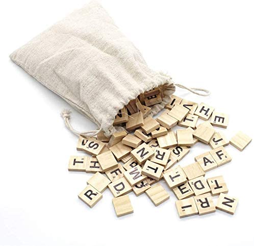 DIY Making Scrabble Crossword Game,Wood Scrabble Tiles Goiio 300PCS Scrabble Letters 