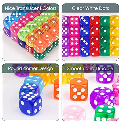 Party Family Game Math Teaching Tool Classroom Accessories RPG Dice 10 Mix Colors NiToy 50PCS 16MM Game Dice Set 6-Sided Solid Vintage Colors Standard Round Corner Dices for Board Game Holidays 