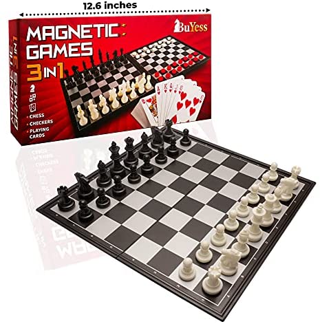 TRAVEL GAMES MULTI 4 IN 1 Chess..Playing Cards..Chips..Checkers..Magnetic Case 