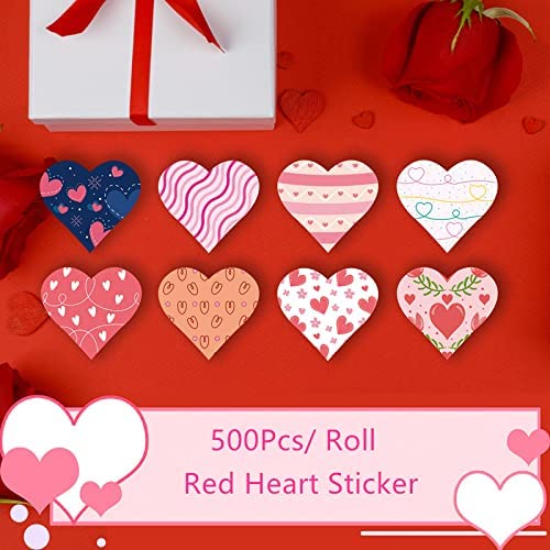 Red Heart Sweet Love Decoration Stickers for Valentine’s Day Wedding Gifts Scrapbooking Cards Envelopes nuoshen 500 Pcs Valentines Day Heart Stickers 