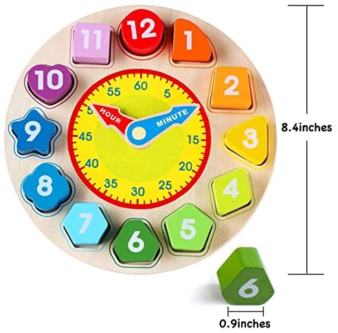 Wooden Clock Puzzle Sorting Toy For Children Baby Kids Educational Learning Game 