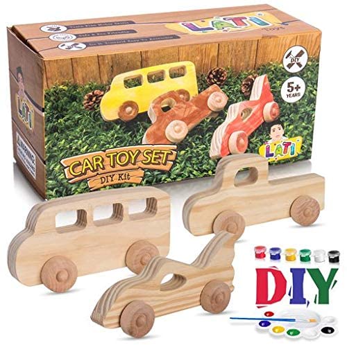 Details about   LATI Premium DIY Wood Toy Vehicles Kit  Truck Flatbed and Car Children’s Easy... 