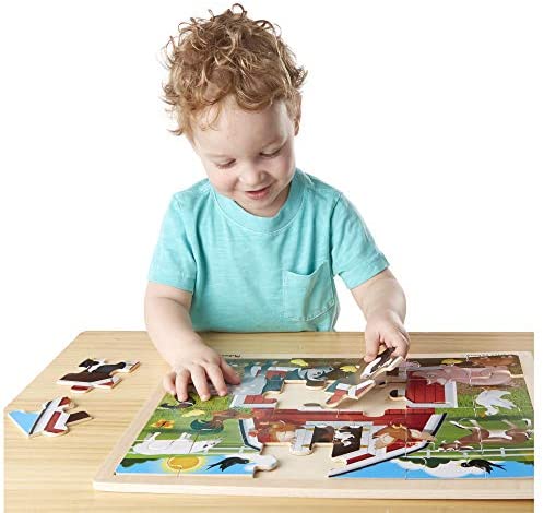 Melissa & Doug Animals on The Farm Wooden Jigsaw Puzzle With Storage Tray 24 Pcs for sale online 