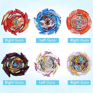 Ruolan Battling Top Metal Fusion Evolution Master Burst Gyro Toys Spinning Tops Set 6 Combat High Performance Game with 2 Launchers Gift for Children Boys Kids 