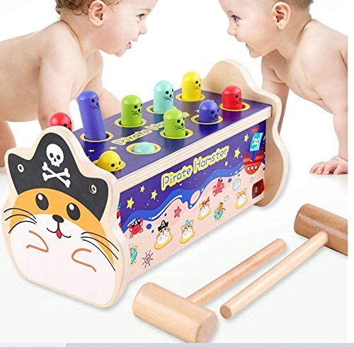Montessori Children Wooden Hammer Toy Pounding Bench Toddler Presents Game 
