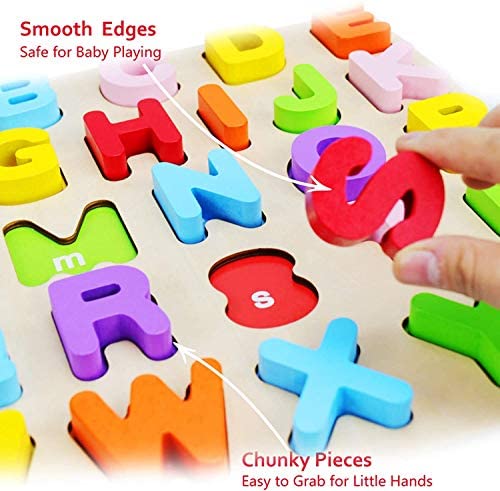 3 Sets Preschool Toys for Boys and Girls Learning Toys for Toddlers Wooden Alphabet Puzzle Board Name Puzzle Wooden Letters ABC Puzzle +Number Puzzle+Shape Puzzle Boards 