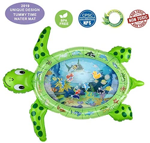 BPA Free, 43 35 2.5 Fun Play Activity Center Your Babys Stimulation Growth gebra Inflatable Tummy Time Water Mat Sea Turtle Shape Infants & Toddlers Play Mat Toy 