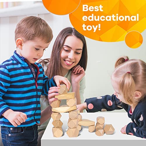 Open Ended Toys Wood Balancing Stones Set Montessori Puzzle Game 9 Pc PERCHED Natural Stacking Rocks Wooden Blocks 