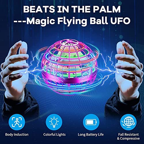 Flying Ball Orb Hover Ball Flying Toys for Kids Adults Flying Orb Magic with LED Light 360°Rotating Outdoor Indoor Hot Toys for Birthday Christmas 2021 B 