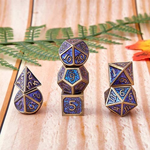 7-Piece Set and Enamel D&D Dice with Storage Bag Nother Metal Dice D&D Dragon and Dungeon Polyhedral Metal Dice Set for RPG Dungeon and Dragon Role Playing Games