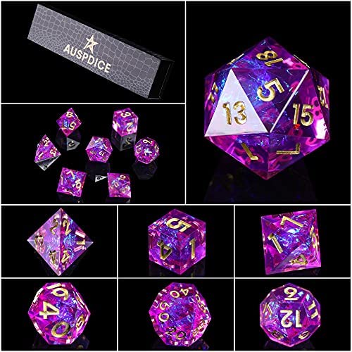 Sharp Edge Dice with Beautiful Inclusions Dungeons and Dragons Dice AUSPDICE DND Dice DND Dice Set Citrine Color