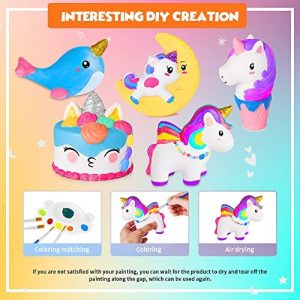 Cool Large Slow Rise Squishys Unicorn Gifts for Girl Age 4 5 6 7 8 9 10 11 12 Arts and Crafts for Girls & Boys Top Christmas Toys Squishy Painting Kit DIY Paint Your Own Squishies 