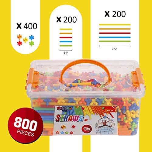 Straw Constructor STEM Building Toys 400 Piece Straws and Connectors Building 