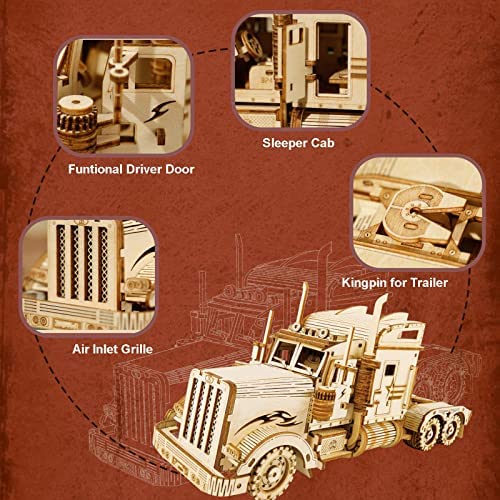 Educational & Fun! Robotime 3D Laser-Cut Wooden Puzzle 1:40 Heavy Truck Kit 